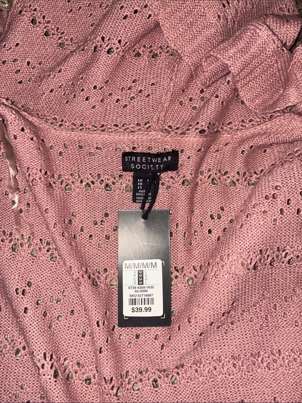 Streetwear Society Rose Pink Eyelet Knit Top